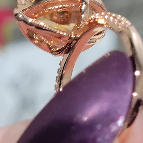 ❣️6ct ROSE GOLD CHAMPAIGN CZ HALO PEAR SHAPED RING 7 & 8 - Picture 4 of 10